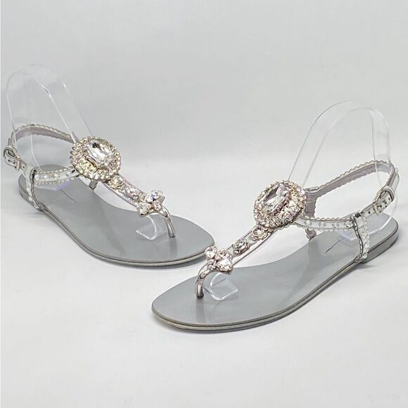DOLCE&GABBANA Crystal-embellished leather sandals size 36.5 - Picture 9 of 14